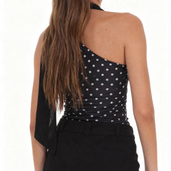 One Should Halter Scarf Mesh Tank Top
