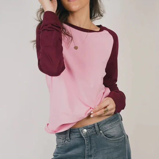 Color Block Raglan Long Sleeve T-Shirt