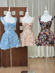 Floral Embroidery Sequins Mini Dress