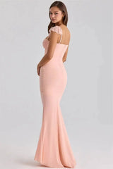 Pink Ruffle Sleeve Bodycon Sweetheart Neck Maxi Dress