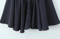 Blue Striped Halter Neck Short Dress