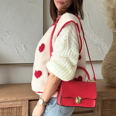Heart Print Fuzzy Sleeveless Vest