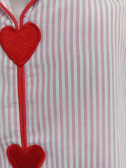 Striped Colour Block Embroidery Long Sleeve Top And Pants Loungewear Set