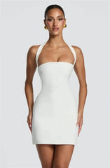 Halter Strap Solid Bodycon Mini Dress