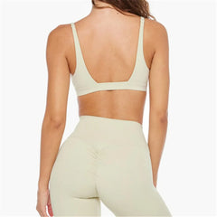 Deep V-Neck Sport Bra High Waist Shorts Active Suits