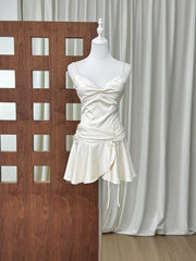 Satin Spaghetti Strap Waist Snitched Mini Dress
