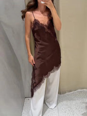Satin Lace Patchwork Cami Mini Dress