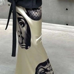 Satin Face Printed Maxi Skirt