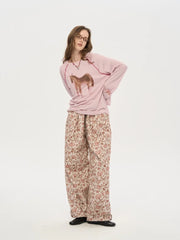Pink Horse Print Long Sleeve Top
