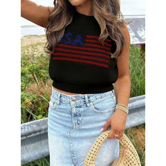 USA Knit Crop Vest