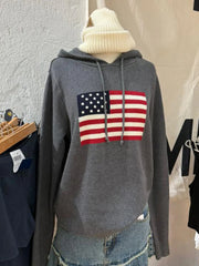 American Flag Knitted Hoodie