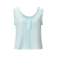 Ruffle U Neck Sleeveless Crop Top