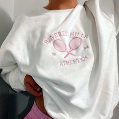 Beverly Hills Tennis Letters Embroidered Sweatshirt