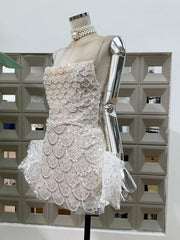 Patchwork Diamond Back Lace Up Sleeveless Mini Dress