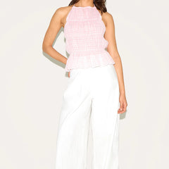 Halter Ruched Open Back Top