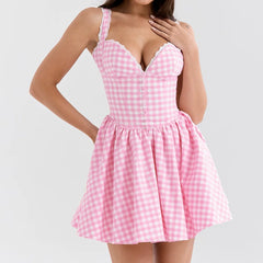 Pink Plaid Mini Dress