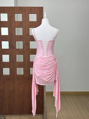 Pink Bustier Draped Bodycon Mini Dress
