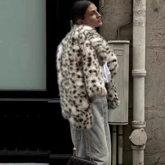 Leopard Print Faux Fur Coat