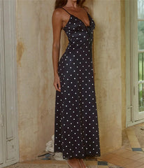 Satin Lace Trim Tie Front Slip Maxi Dress
