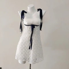 Tie Up Mesh Layered Mini Dress