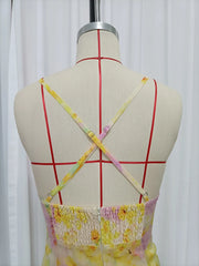 Colorblock Floral Cross Strap Mini Dress