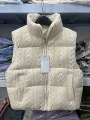 Cable Knit Zipper Puffer Vest