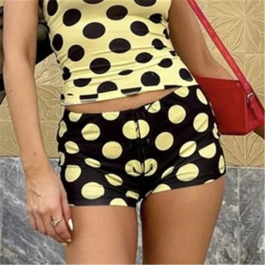 Polka Dot Print Drawstring Shorts
