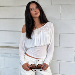 Off Shoulder Ruched Waist-cinching Top