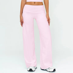 Wide Leg Fold Over Low Rise Flare Yoga Sweatpants