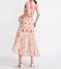 Embroidered Design Frill Midi Dress - Free From Label