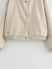 Stand Collar Snap Button Bomber Jacket