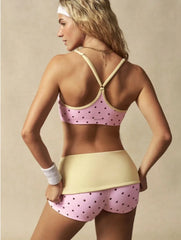 Pink Polka Dot Sports Bra And Biker Shorts Set