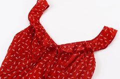 Red Ruffle Tie Up Midi Dress