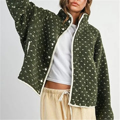 Dotted Fuzzy Zip Up Jacket