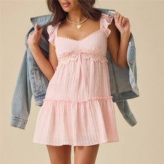 Ruffle Sleeve Babydoll Mini Dress