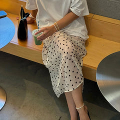 Sheer Polka Dot Midi Skirt
