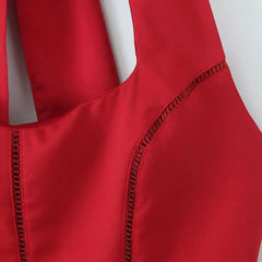 Halter bow seam pleated mini dress.