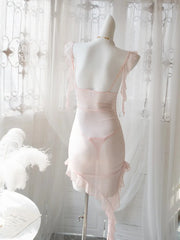 Mesh Ruffle Trim Sheer Nightdress with Panty