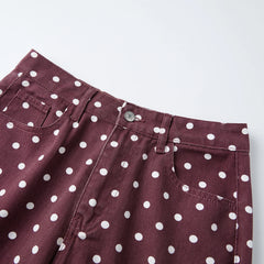 Brown High Waist Polka Dot Wide Leg Jeans