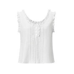 Ruffle U Neck Sleeveless Crop Top