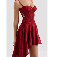 Bustier Side Strap Asymmetric Hem Sling Mini Dress