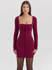 Long Sleeve Hook Bodycon Mini Dress