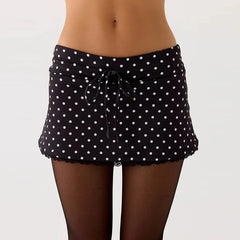 Drawstring Lace Trim Mini Skirt