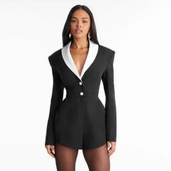 Black Collar Blazer Romper