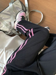 Black Sweatpants With Pink Stripes - Free From Label