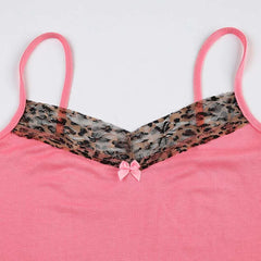 Pink Leopard Print Cami Crop Top