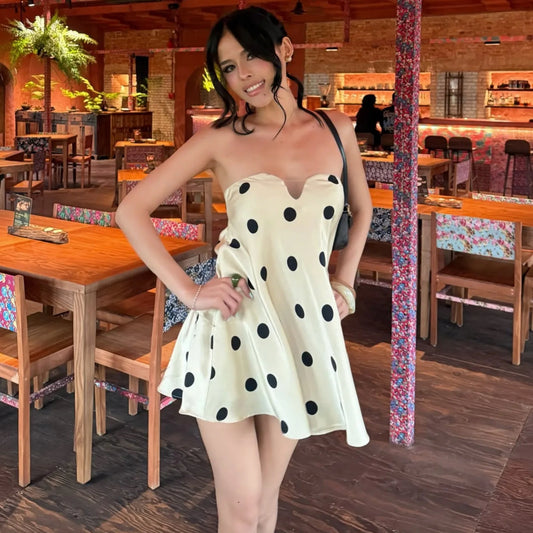 Strapless Polka Dot Mini Dress