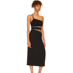 Black One Should Cut Out Desgin Midi Dress