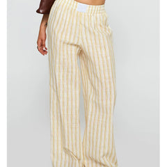 Striped Print Elastic Wide Leg Pants