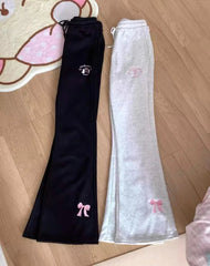 Flare High Waist Butterfly Embroidery Track Pants